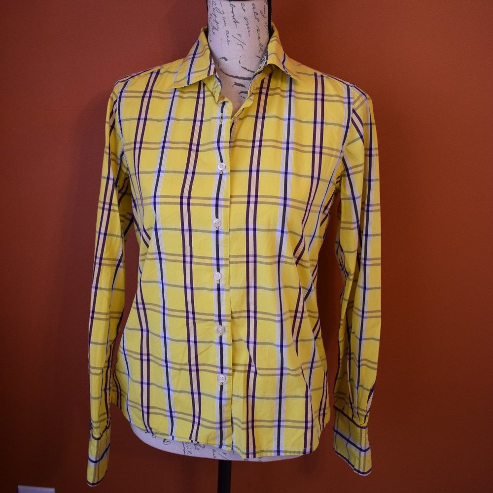R&G  Yellow plaid long sleeve button down Shirt size 8